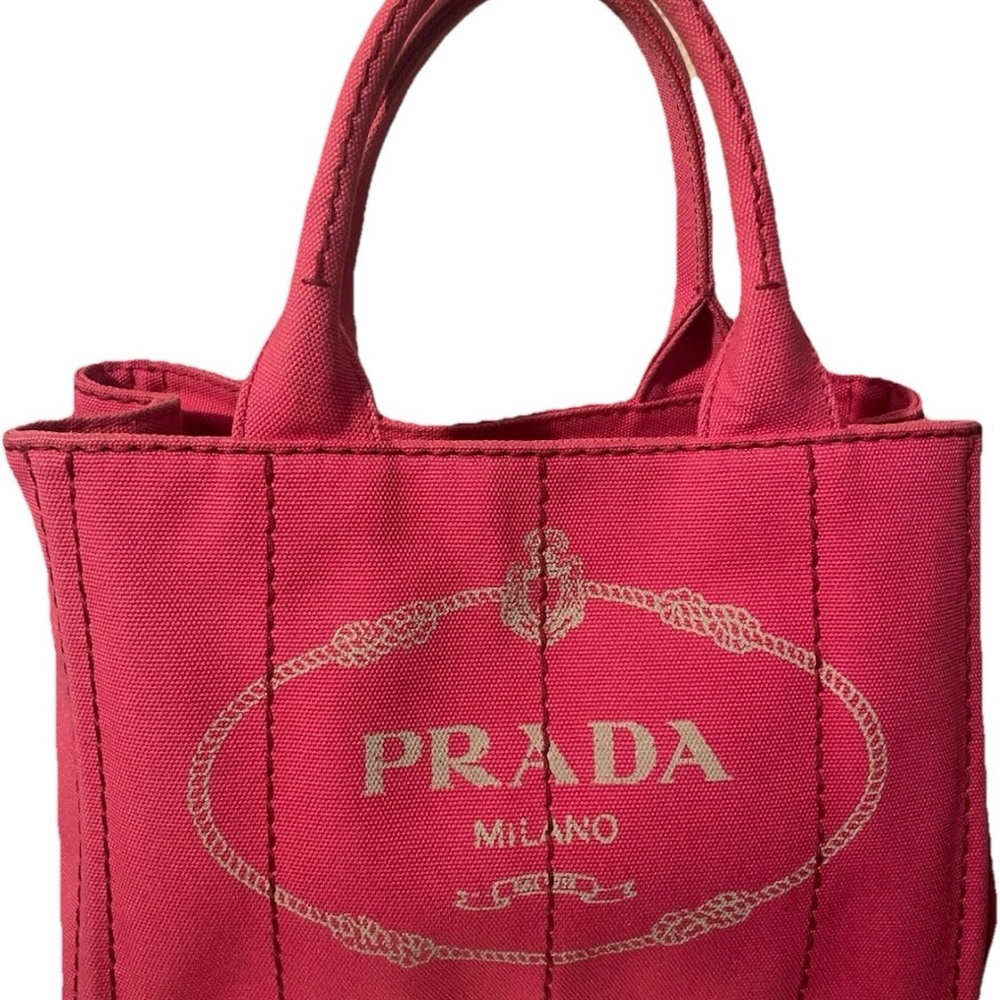 Prada Pink Canvas Tote with Iconic Logo